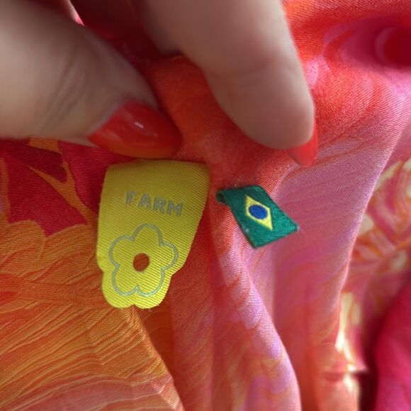 Farm Rio 100% viscose Elegant Floral Maxi Dress in Orange and Pink, L - Picture 11 of 13